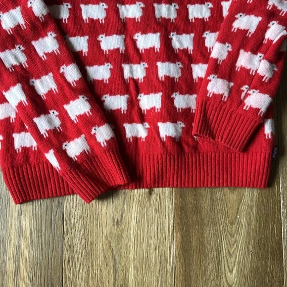 Rowing Blazers Warm & Wonderful Red 100% Wool Diana Fitted Sheep Sweater XL - Picture 8 of 13